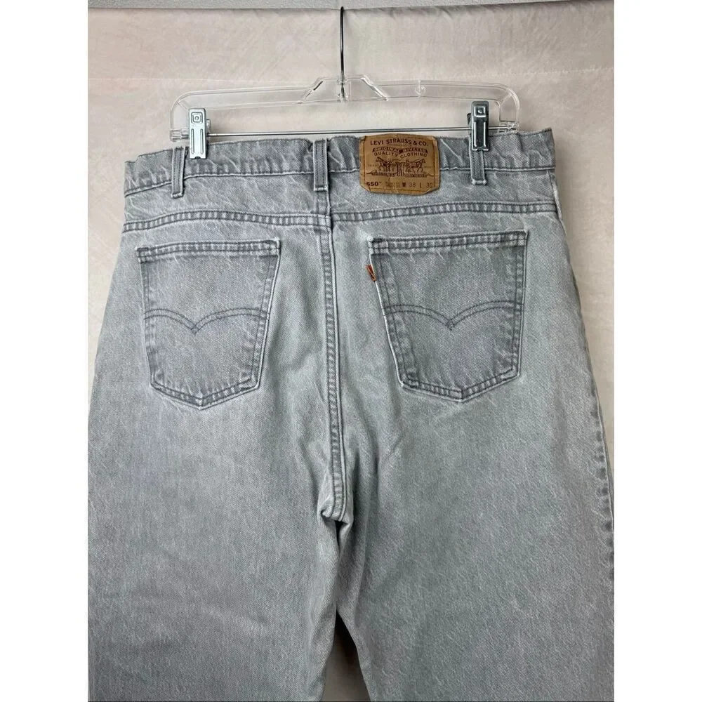 Vintage Men’s Orange Tab Levi’s 550 Light Gray RARE 34x29” 11/93